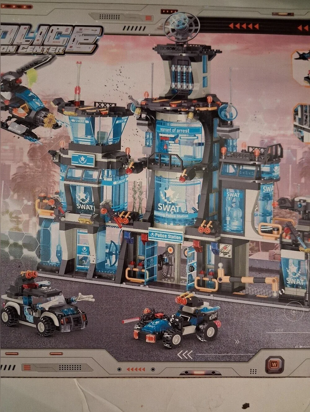 MindBox City Police Station Building Set - Police Car & Helicopter - 1430 Pieces